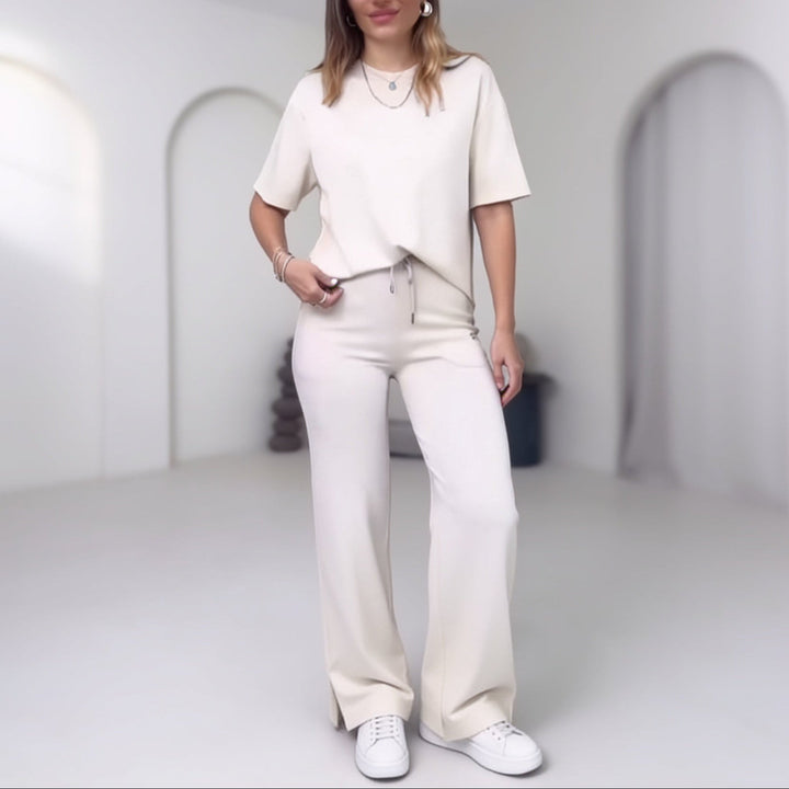 Wearday – Solid Short-Sleeve Top And Pants Set