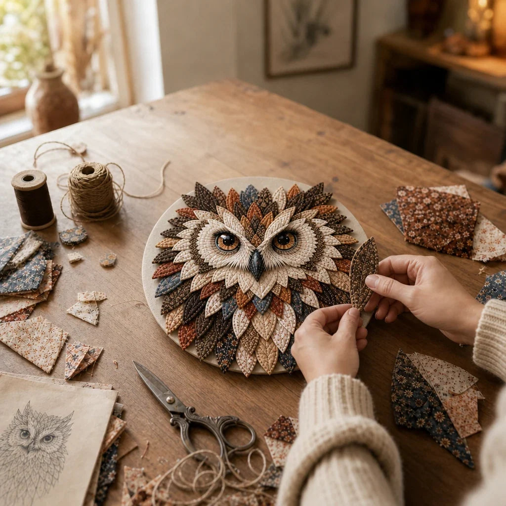 Featherwise – Layered Fabric Owl Wall Art Kit