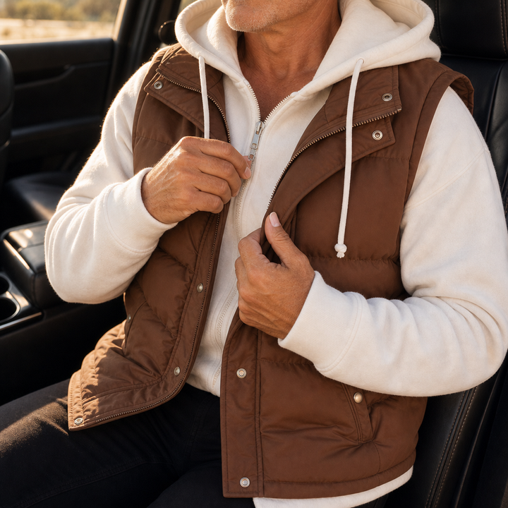 Wraverly – Layered Double Hood Puffer Vest