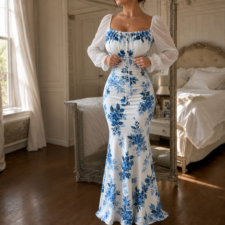Wearbella – Floral Tie-Front Mermaid Maxi Dress