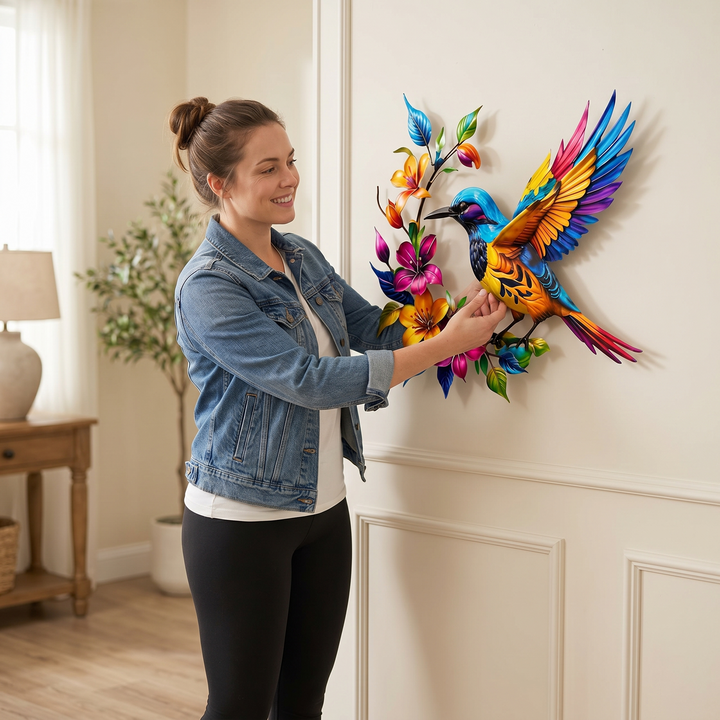 Bloomfinch™ – Hand-Painted Metal Hummingbird Wall Art
