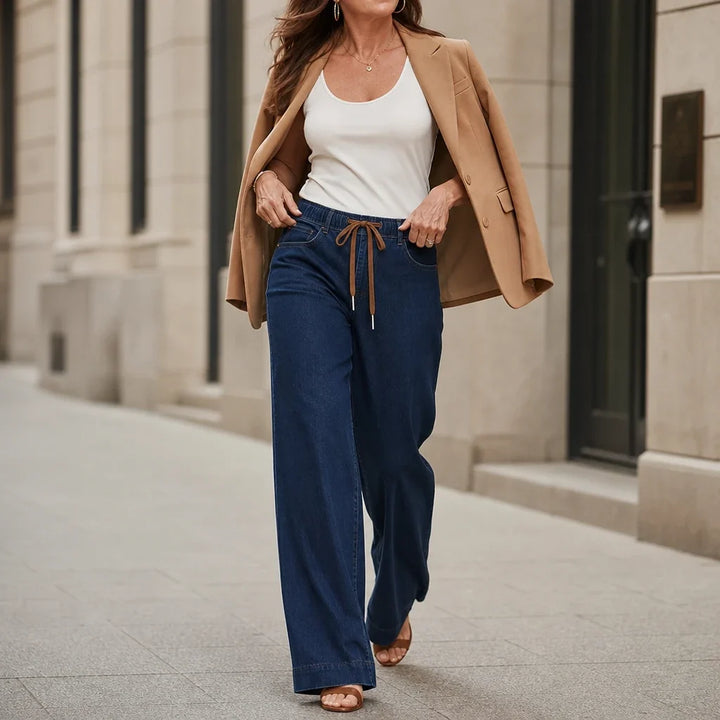 Tielora – Drawstring Waist Wide-Leg Jeans