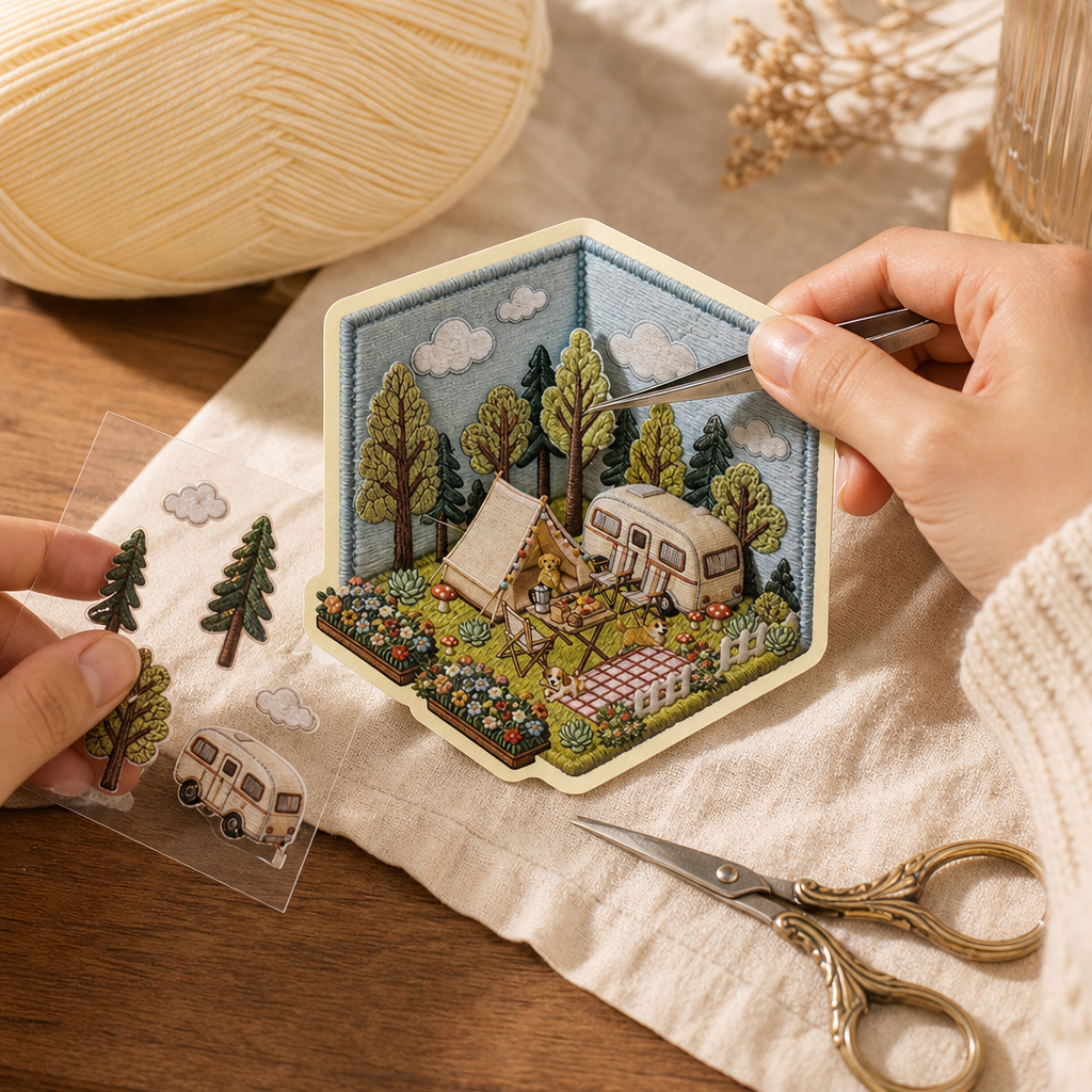 Stitchframe – Faux-Embroidery Fold-Out Camping Diorama Kit