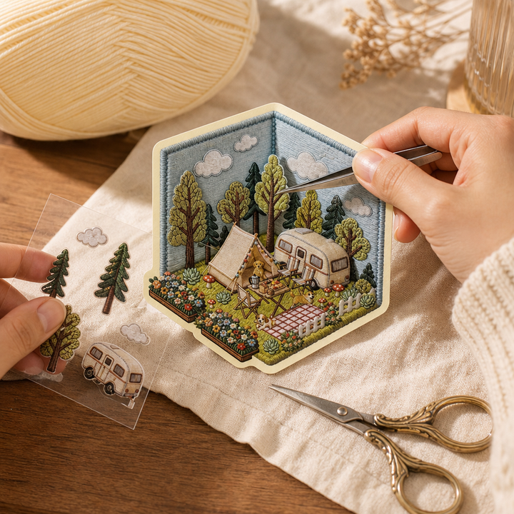 Stitchframe – Faux-Embroidery Fold-Out Camping Diorama Kit