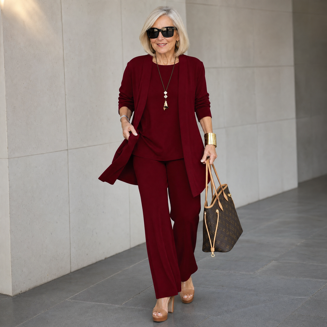 Maevelle™ Elegant 3-Piece Set with Drape Cardigan