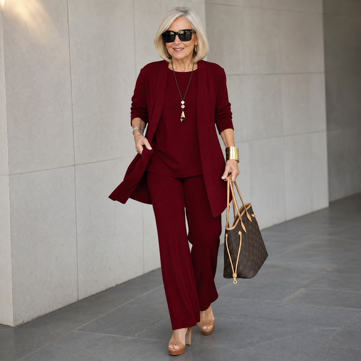 Maevelle™ Elegant 3-Piece Set with Drape Cardigan