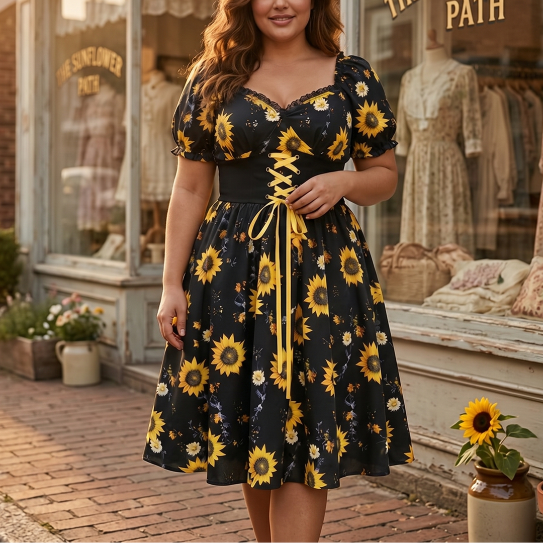 Florenza – Women's Sunflower Corset Midi Dress