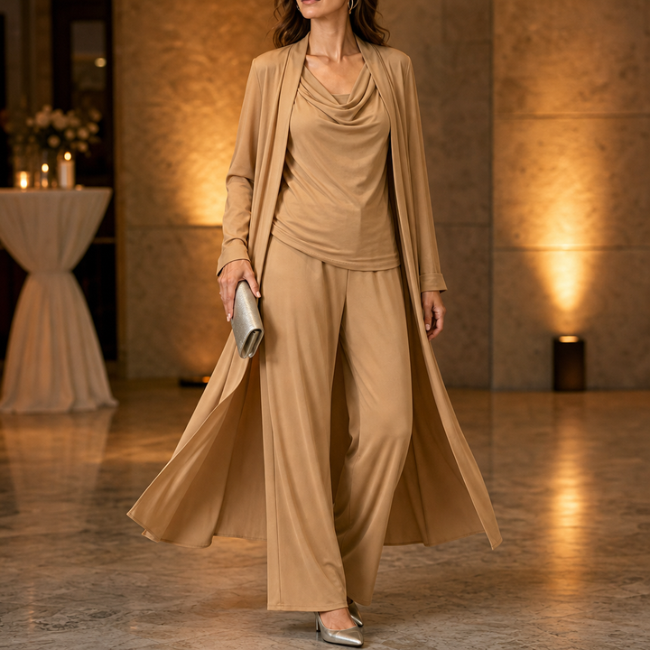 Wearbella – Swing Collar Cardigan Wide-Leg Pants Set