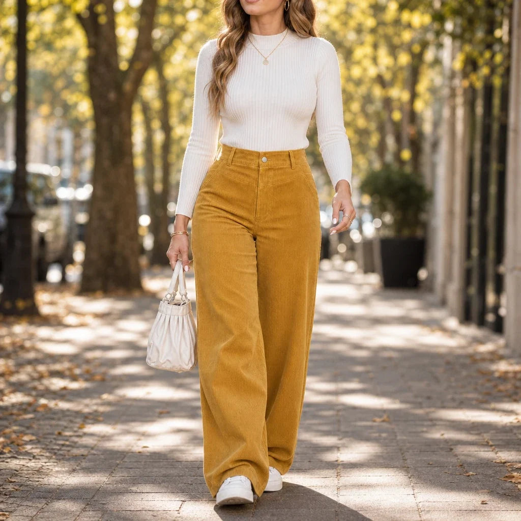 Cordelia – High-Waisted Wide-Leg Corduroy Trousers