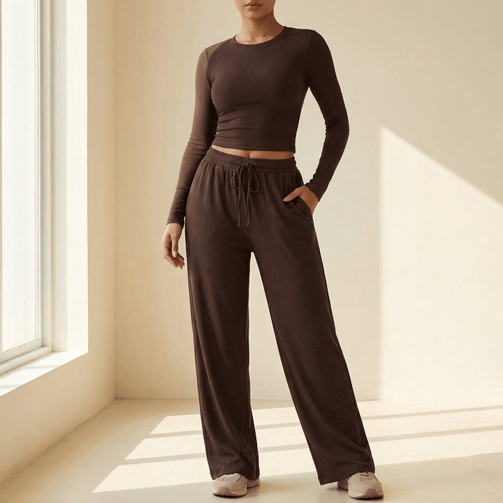 Velaire™ – Soft Crop Top and Wide Leg Pants Set - Lark & Clover