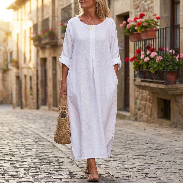 Lunavia – Women's Flowy Linen-Style Maxi Dress – Lark & Clover