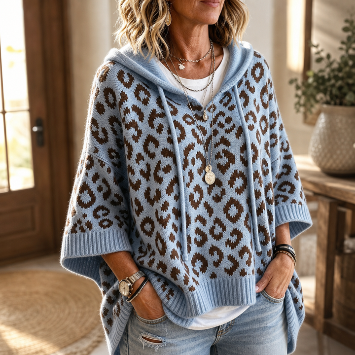 Leopard Lane – Oversized Leopard Knit Hooded Sweater