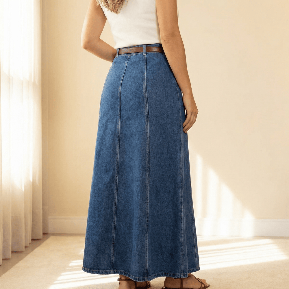 Levara™ – Flattering High Waist Denim Maxi Skirt - Lark & Clover