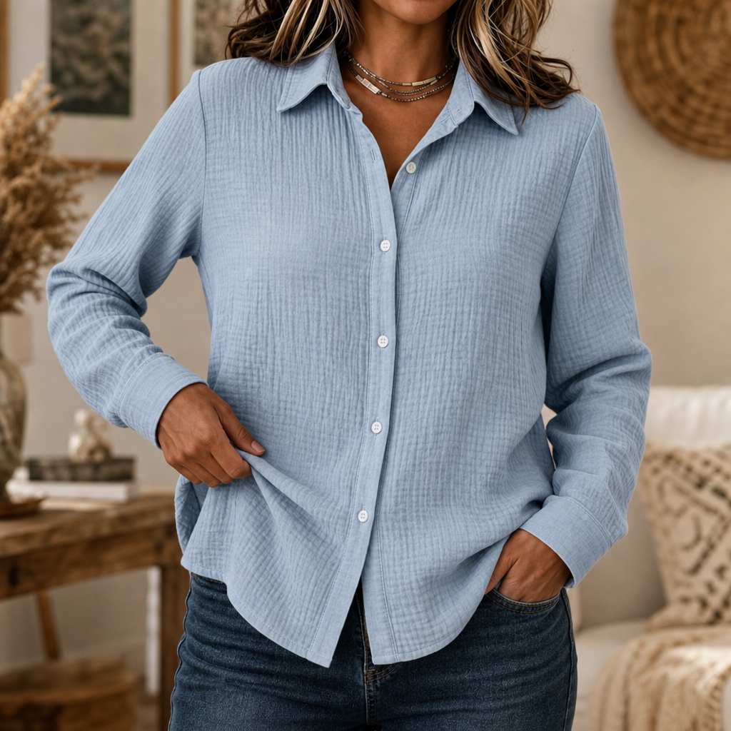 Wearbella – Crinkle-Crepe Button-Down Blouse