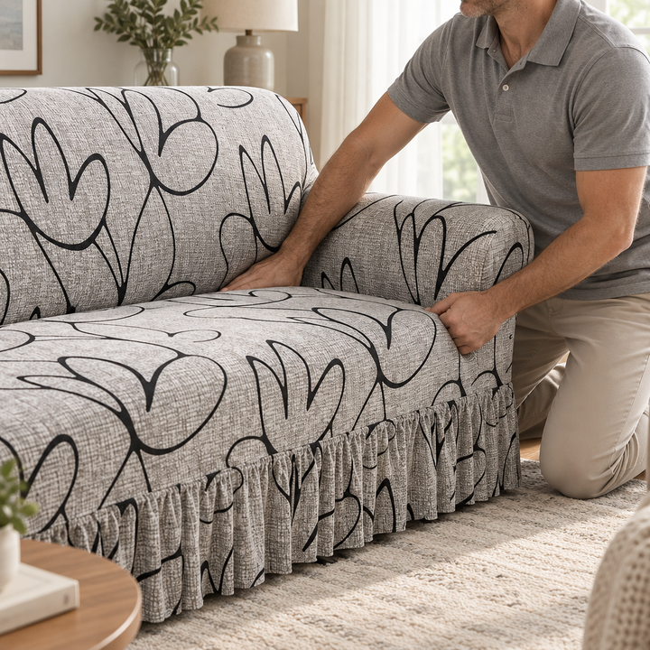 Wrapsody – High-Stretch Ruffled Skirt Sofa Slipcover