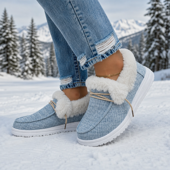 Veluna – Plush-Lined Canvas Slip-On Winter Shoes