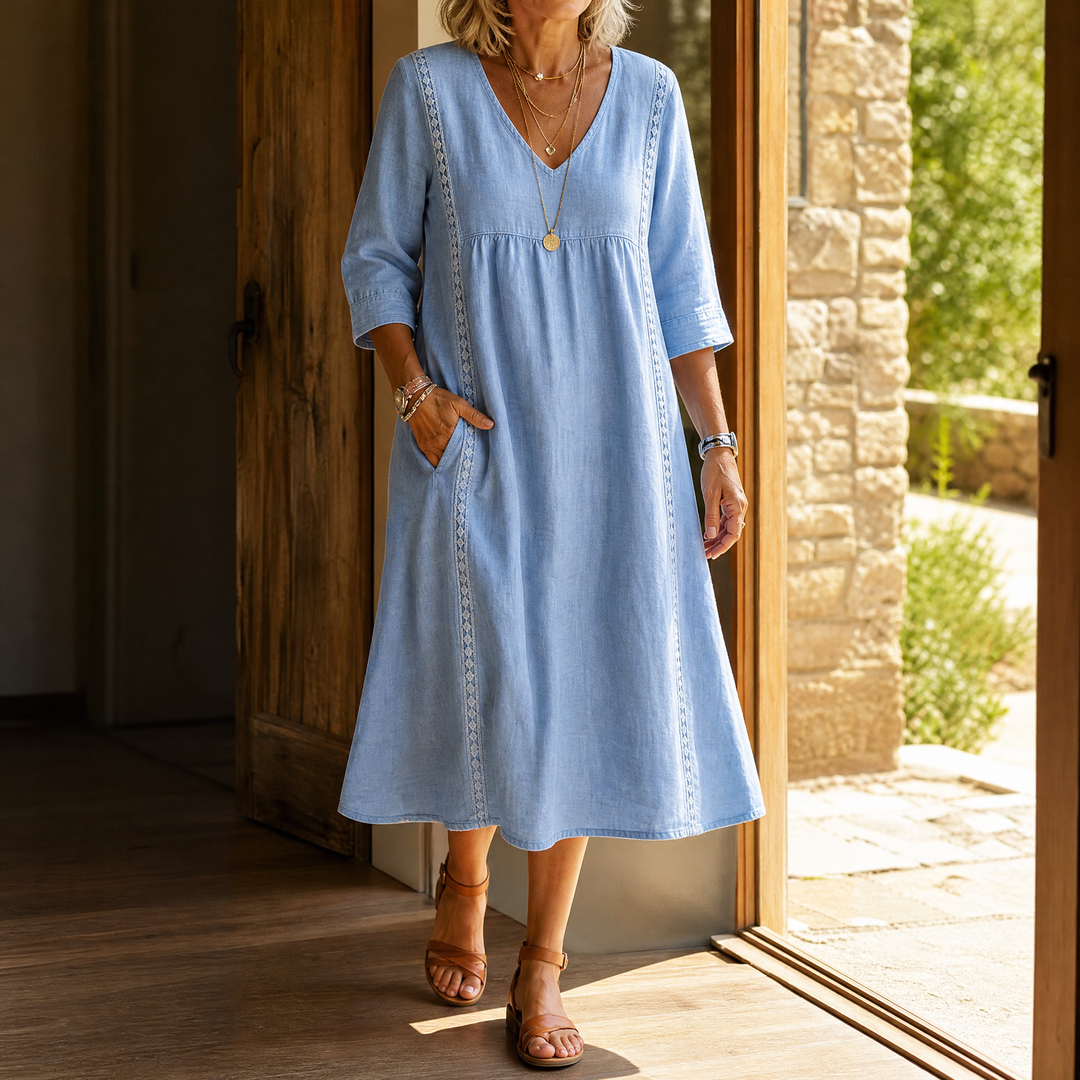 Virella – Relaxed Midi Dress with Pockets