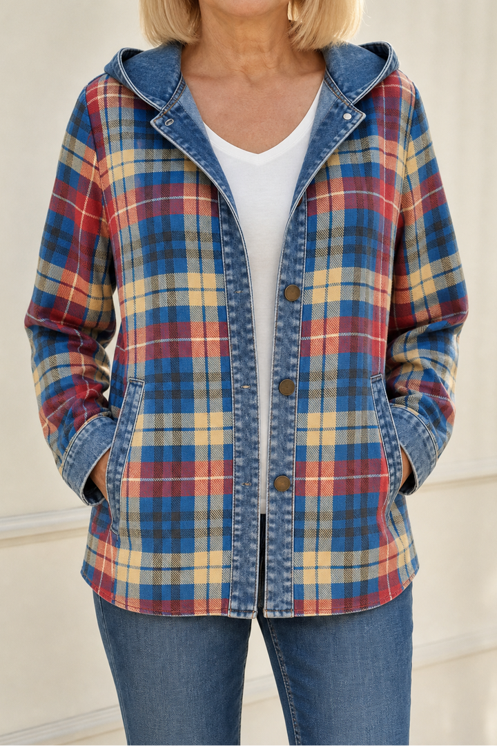 Havelyn – Denim-Trim Hooded Knit Cardigan