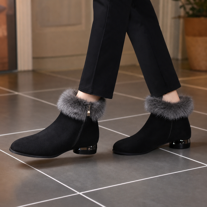 Veloura – Plush Cuff Synthetic Leather Ankle Boots