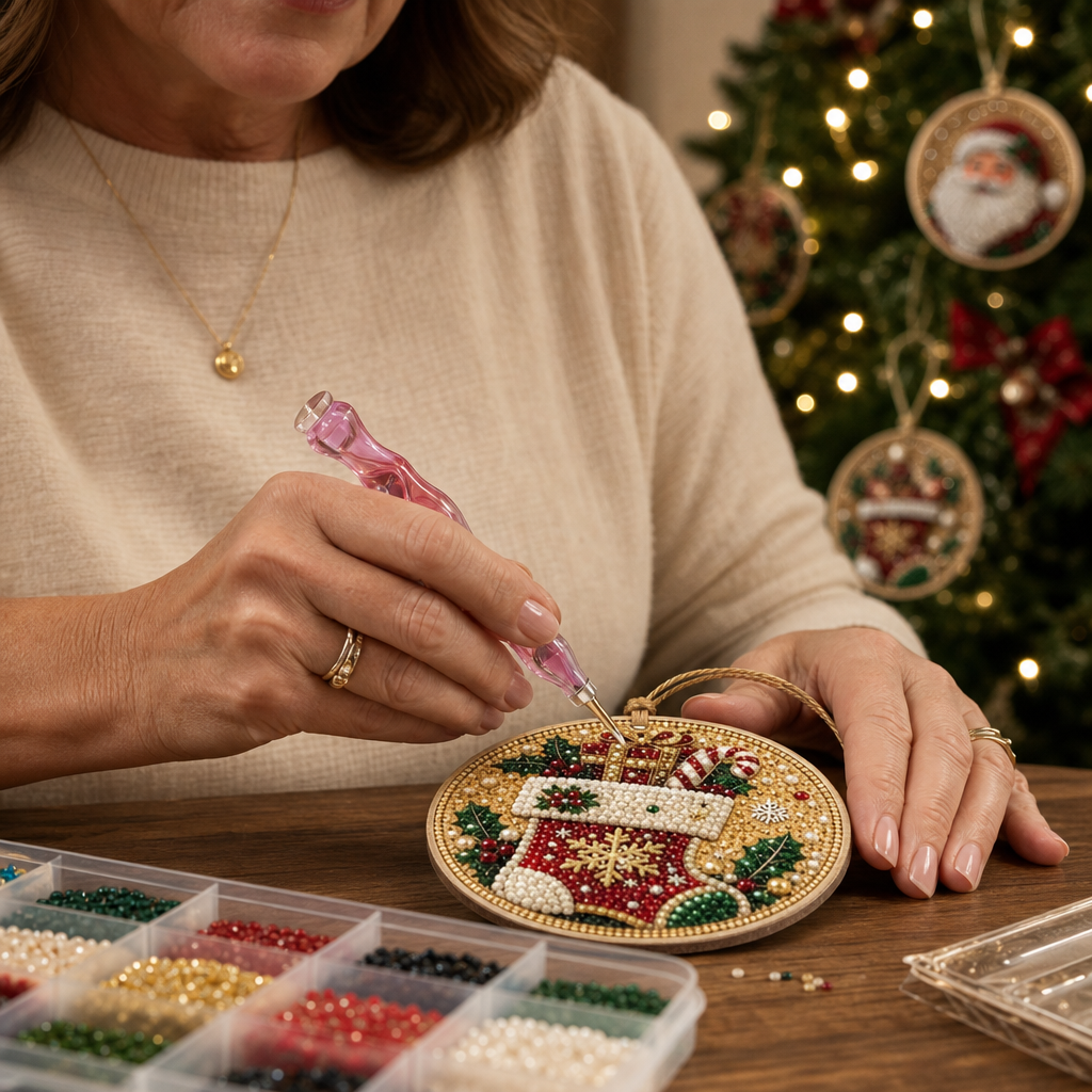 Yulebright – Beaded Gemstone Ornament Kit, Set Of 6