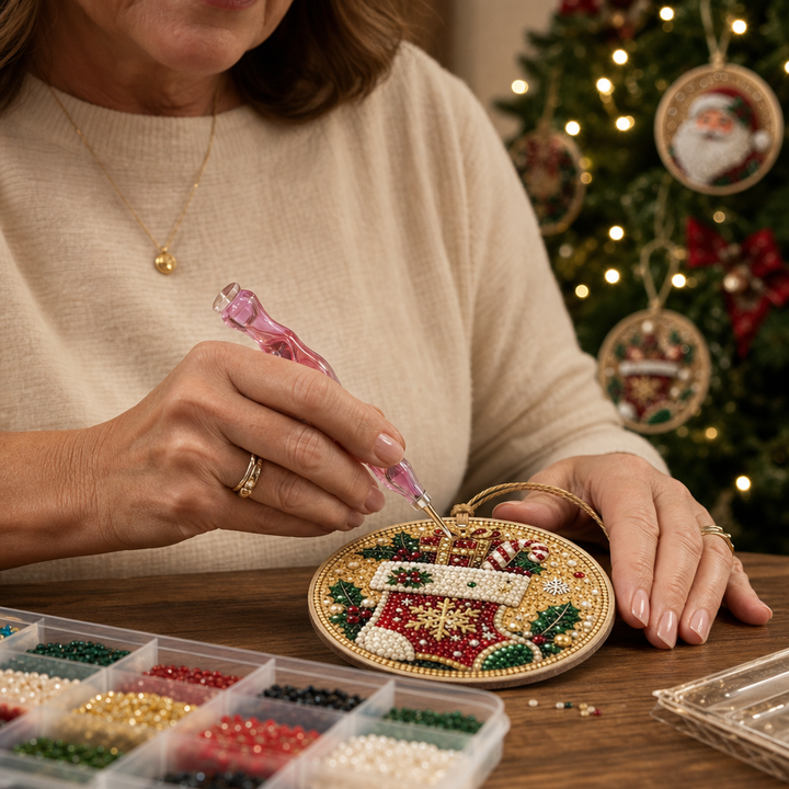 Yulebright – Beaded Gemstone Ornament Kit, Set Of 6