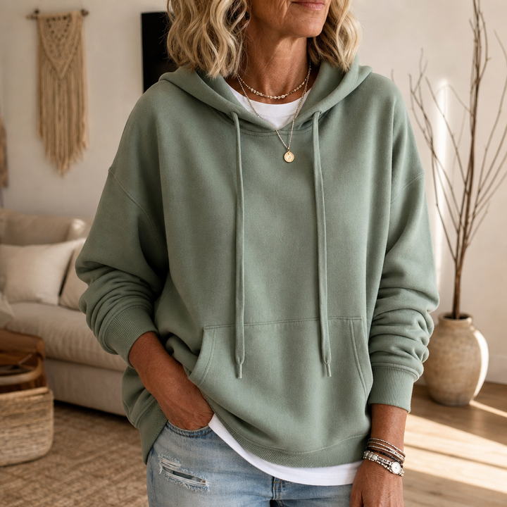 Wearbella – Drop-Shoulder Oversized Cotton Like Pullover Hoodie