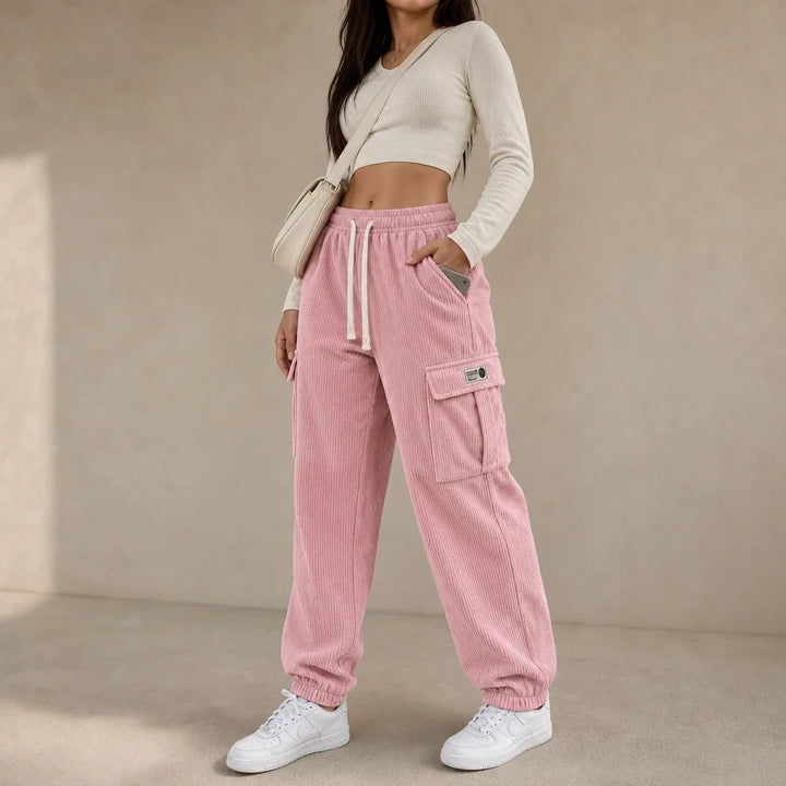 Cordelle – Ribbed Corduroy Cargo Jogger Pants