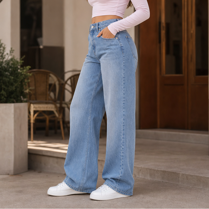 Longline Denim – High-Waisted Wide-Leg Jeans