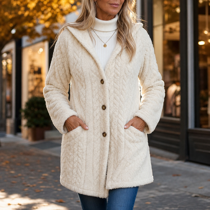 Cinchwarm – Cable-Knit Hooded Long Cardigan