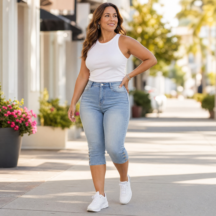 Velora™ — Slimming High-Waist Capri Jeans