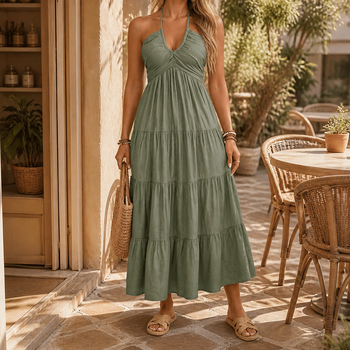 Solenne™ - Flowy Halter Maxi Dress for Effortless Style