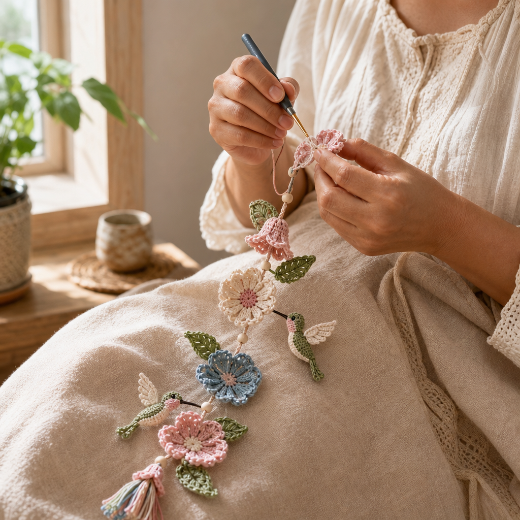 Bloomweave – Hummingbird And Flower Crochet Hanging Kit