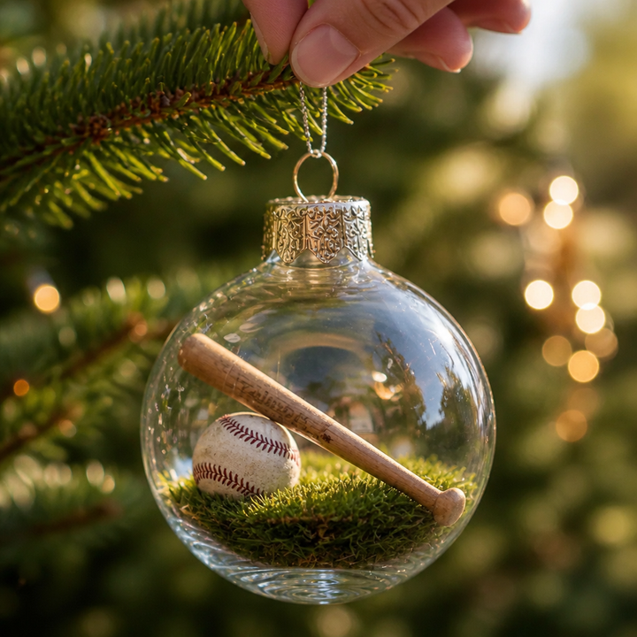 Seasonkeep – Baseball Acrylic Globe Christmas Ornament (2Pcs)