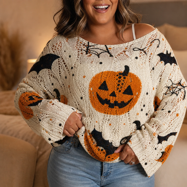 Amberknit – Open-Knit Crochet Pumpkin Sweater