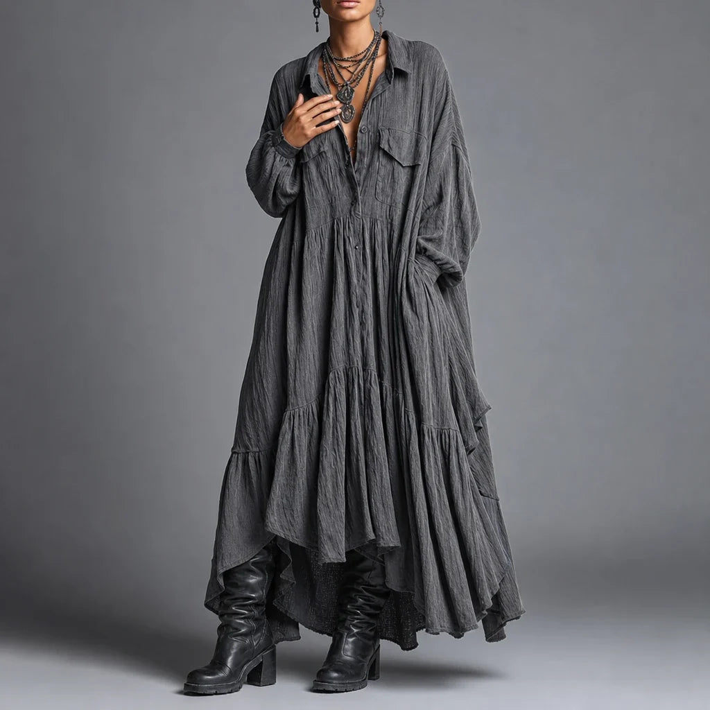 Rufflefield – Washed Ruffle Four-Pocket Shirt Dress