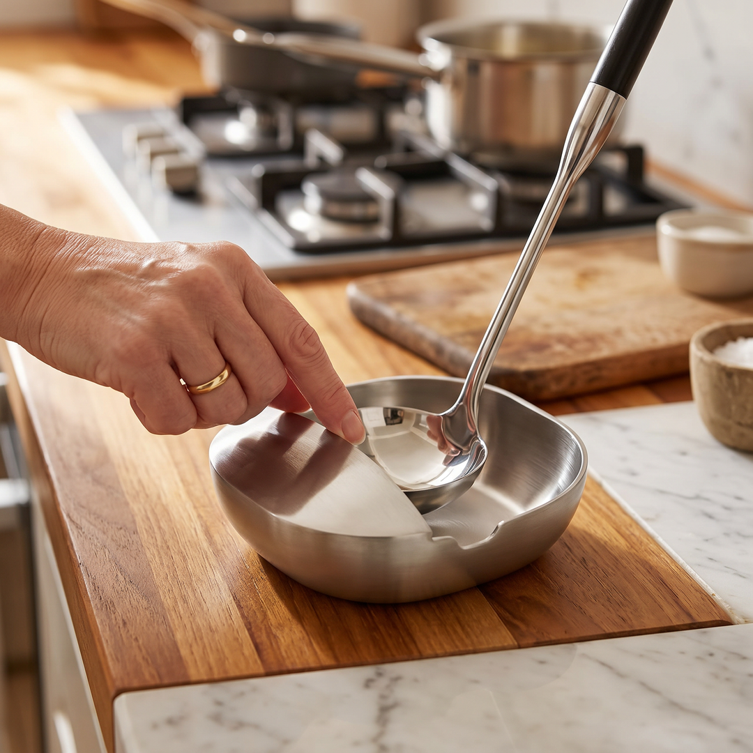 Spoonara™ Heavy Stainless Spoon Rest for Tidy Counters