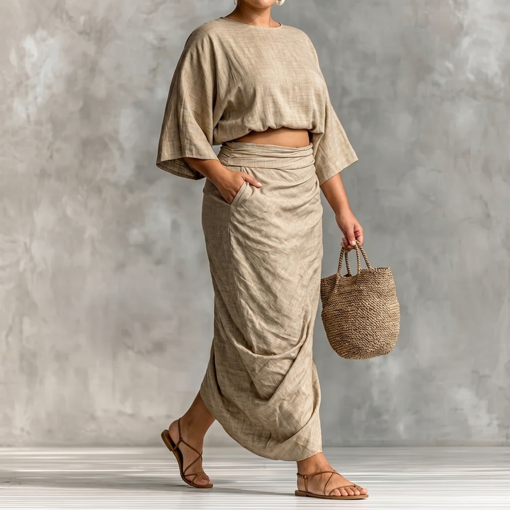 Lunavia™ Kimono Sleeve Two-Piece Set for Effortless Elegance