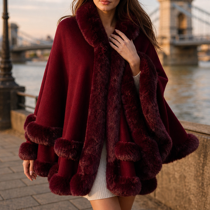 Wearbella – Trimmed Hooded Knit Cape Coat