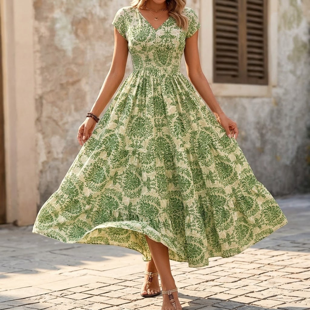 Florenza – Women's Smocked Floral Maxi Dress