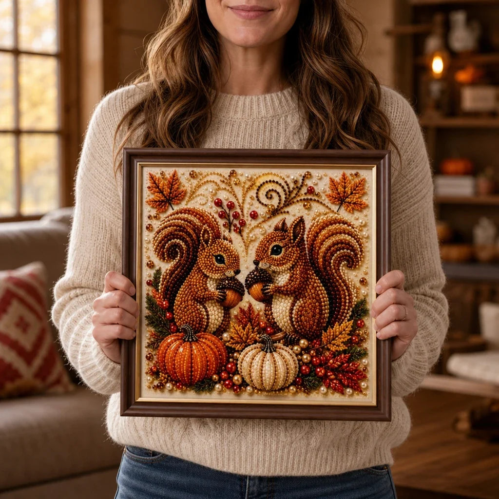 Harvest & Hearth – Pearl Bead Squirrel Diamond Painting Kit