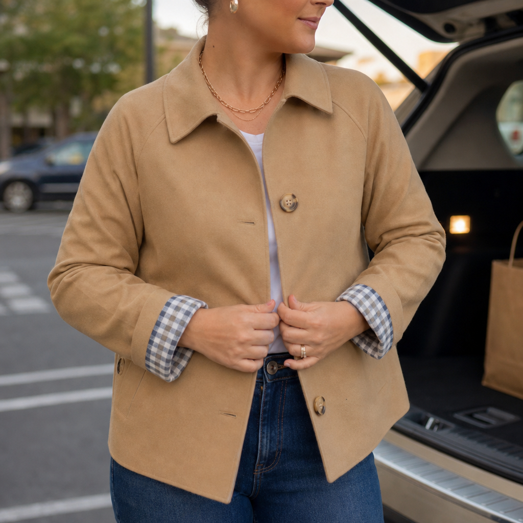 Tartanelle – Checked-Lining Raglan Casual Coat