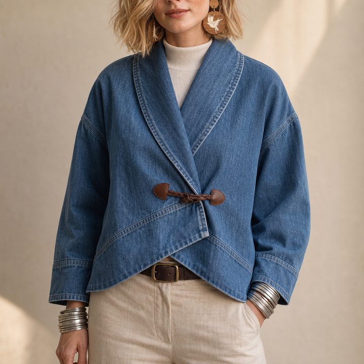 Everden – Toggle-Front Wrap Denim Jacket