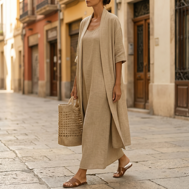 Lunavia™ Linen Cotton Two Piece Set with Duster