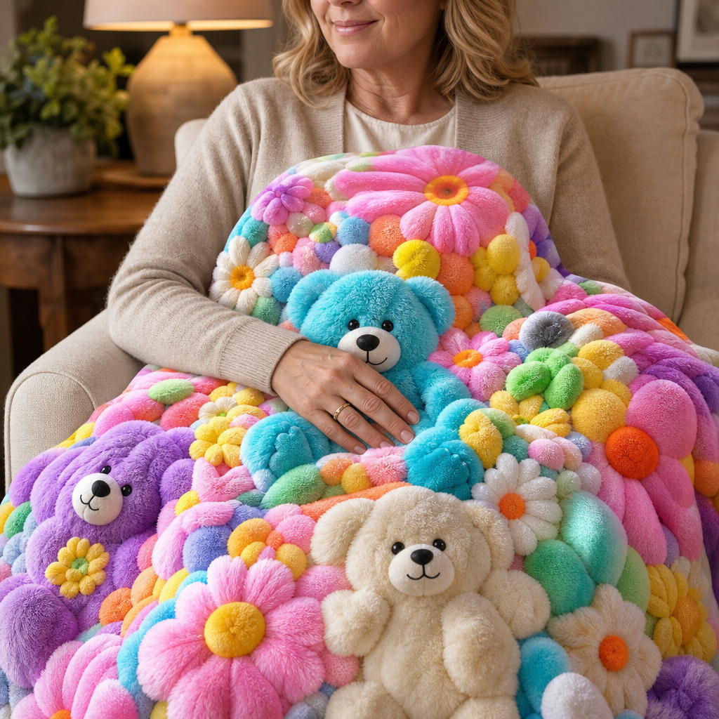 Petalsoft – Raised 3D-Look Floral Plush Throw Blanket
