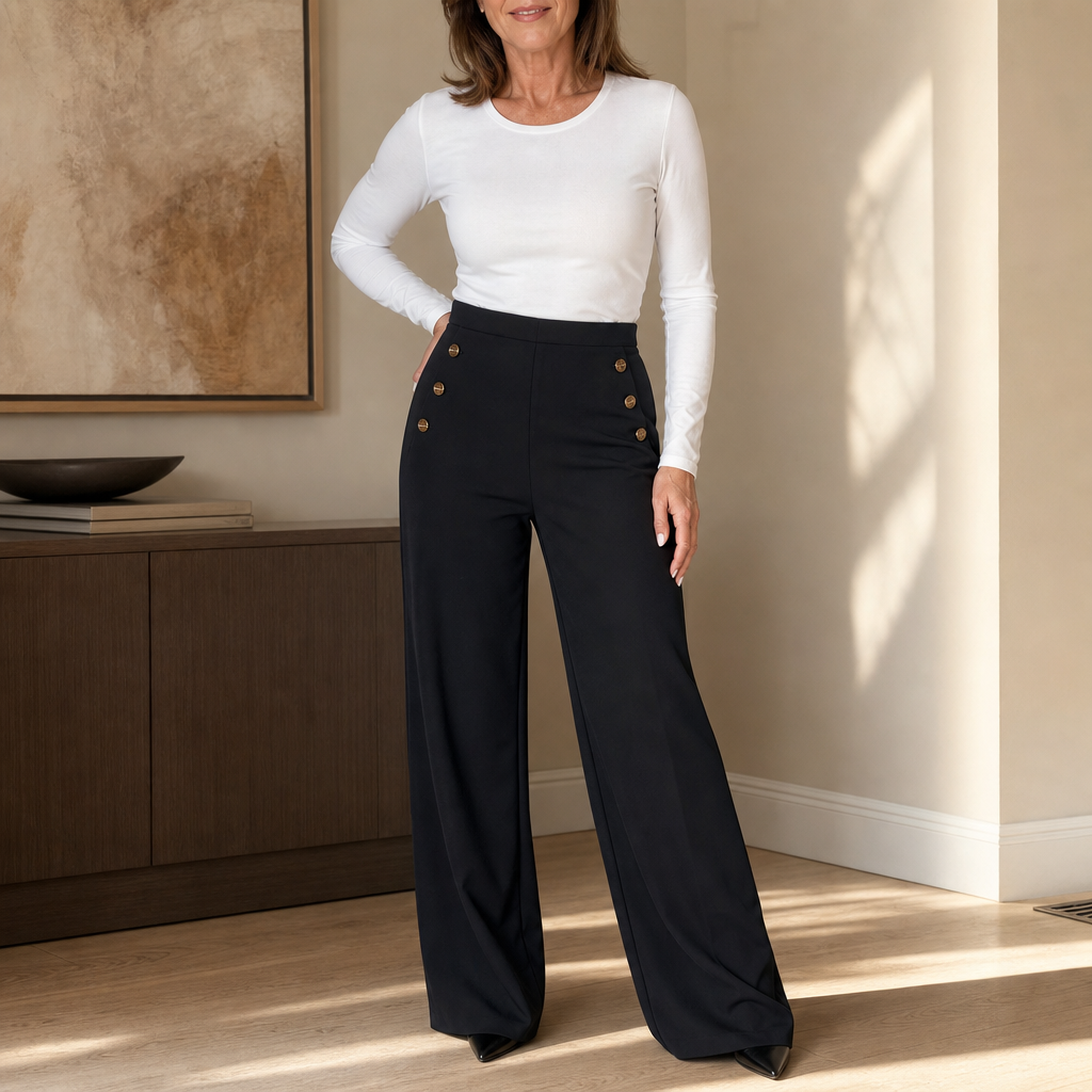 Smoothwaist – Hidden-Panel Wide-Leg Trousers