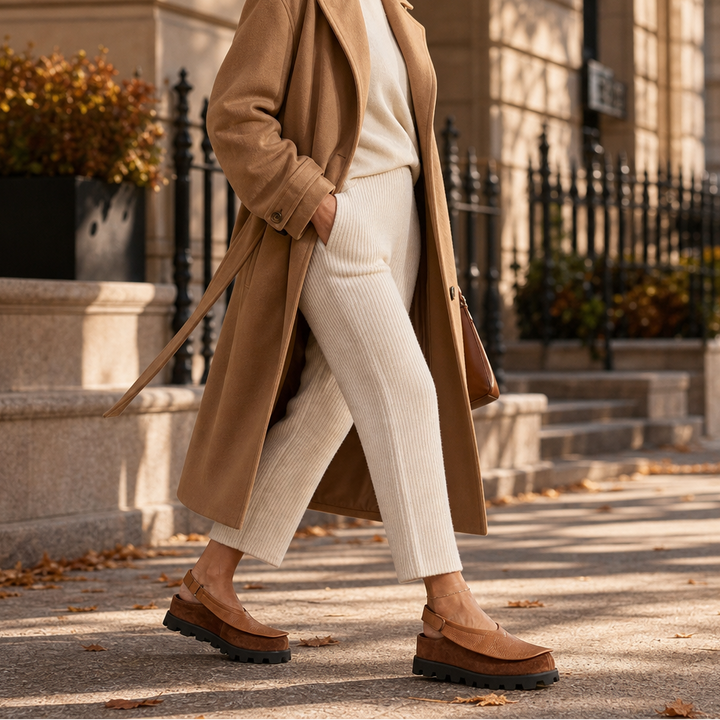 Solvana – Cushioned Leather Slingback Flats