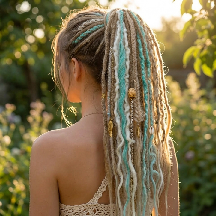 Bohëmia™ – Hand Adorned Boho Dreadlock Ponytail