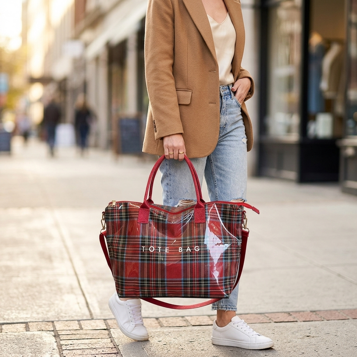 Carroway™ Glossy Checkered Tote Bag