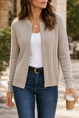 Rivknit – Ribbed Knit Zip-Front Cardigan