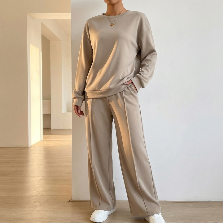 Velora™ – Soft Matching Top and Wide Leg Pants Set